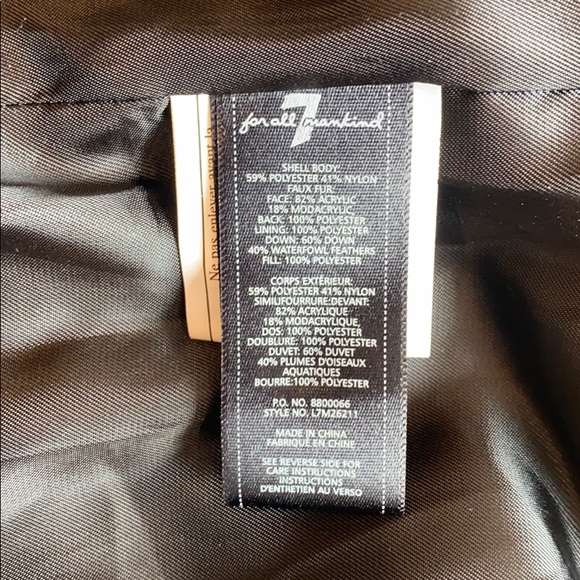 7 For All Mankind black down parka coat jacket - Picture 9 of 9